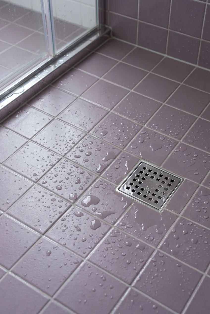 Azulejo 10×10 antideslizante para baño en violeta — inspiración de Petit Ceramic