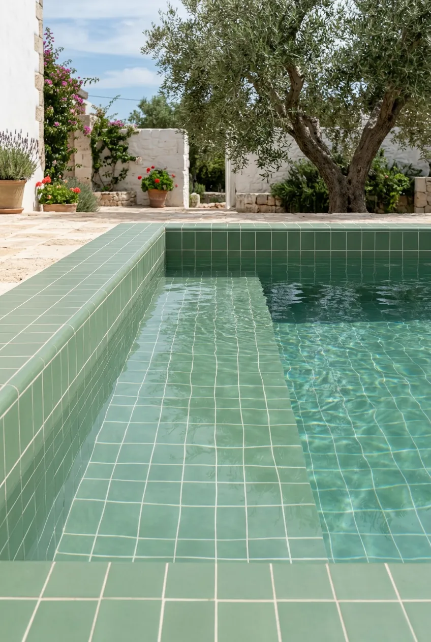 Azulejo 10×10 Full Body porcelánico para piscina — inspiración de Petit Ceramic