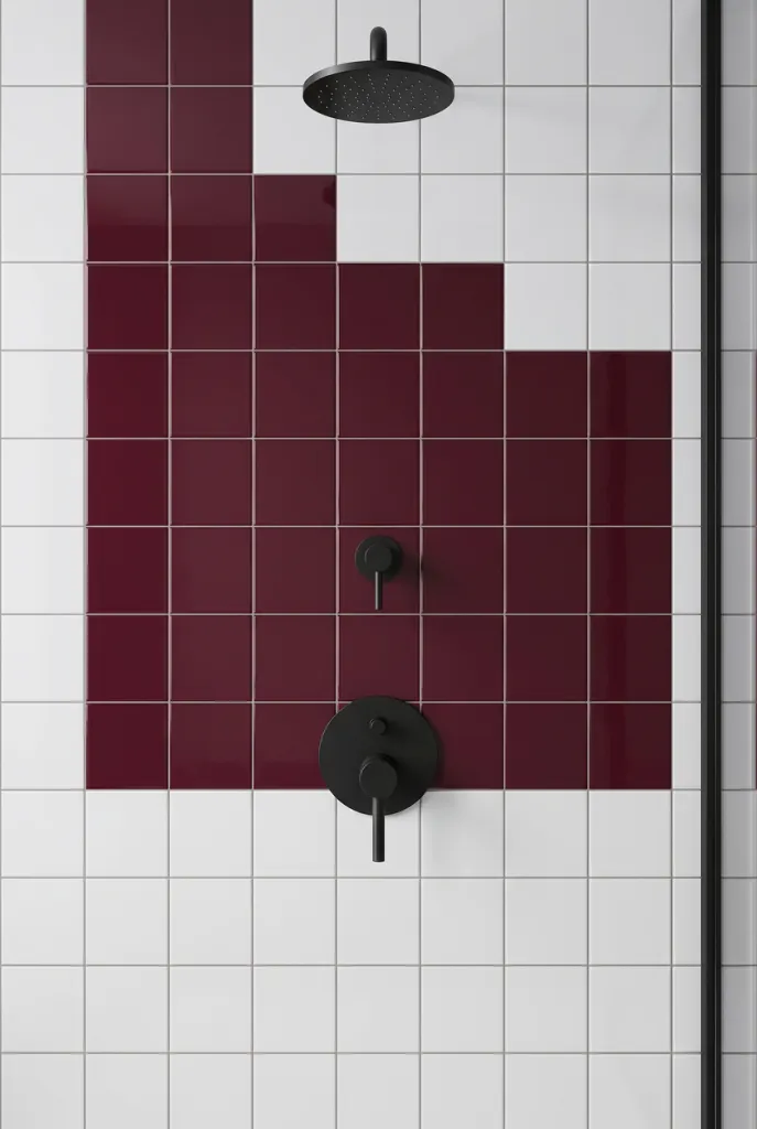 Azulejo 10×10 liso de pared para baño en rojo y blanco — inspiración de Petit Ceramic