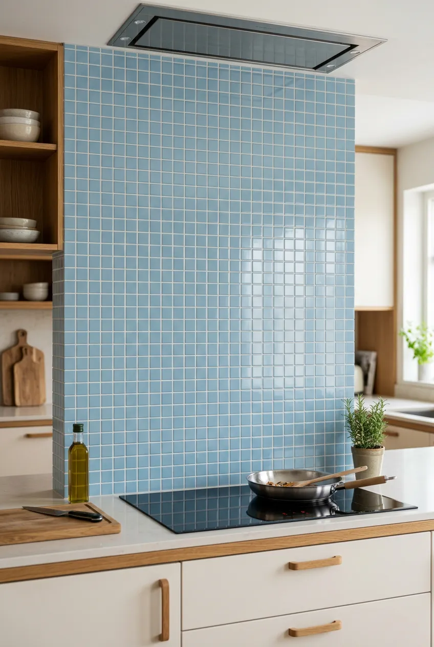 Azulejo 10×10 liso de pared para cocina en azul — inspiración de Petit Ceramic