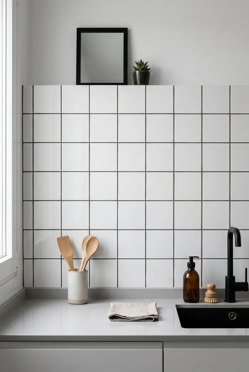 Azulejo 10×10 liso de pared para cocina en blanco — inspiración de Petit Ceramic