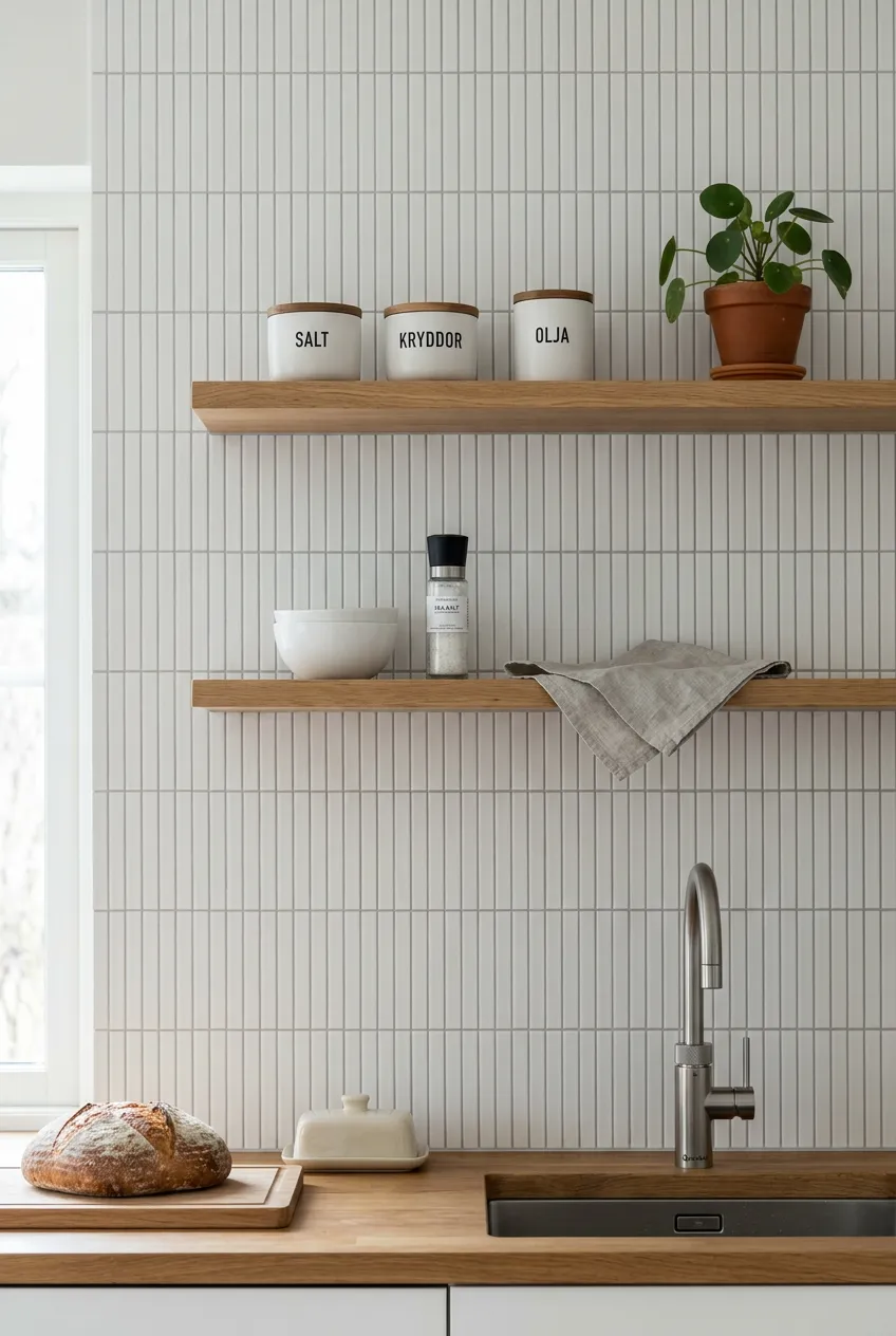 Azulejo 11×20 Ada plana de pared para cocina en blanco — inspiración de Petit Ceramic