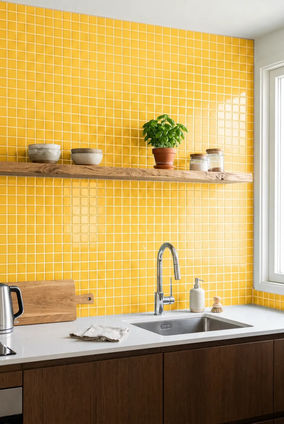 Azulejo 30×30 mosaico de pared para cocina en amarillo — inspiración de Petit Ceramic