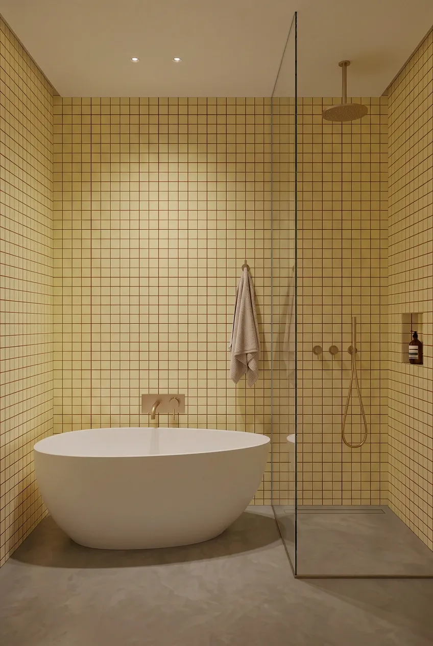 Azulejo 30×30 mosaico de pared para baño en amarillo — inspiración de Petit Ceramic