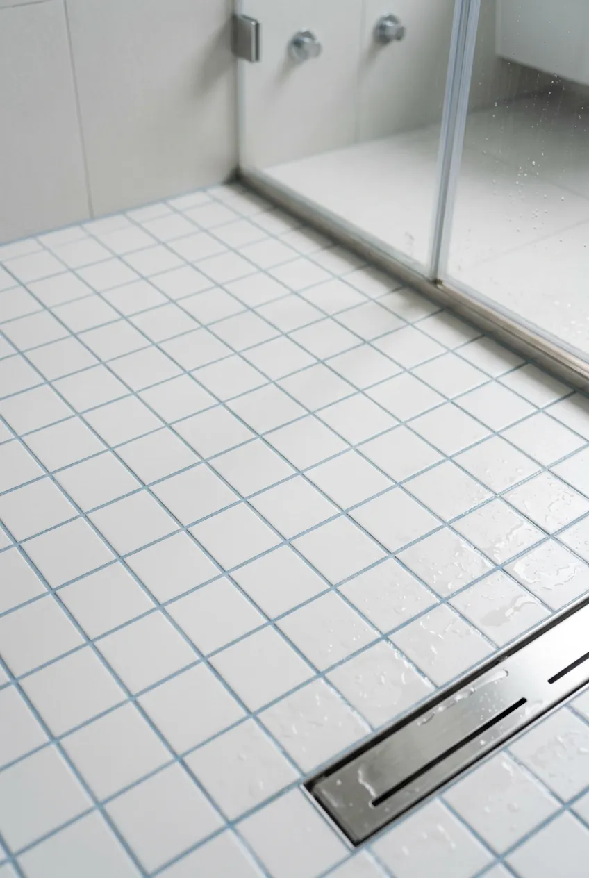 Baldosa 10×10 antideslizante de suelo para baño en blanco — inspiración de Petit Ceramic