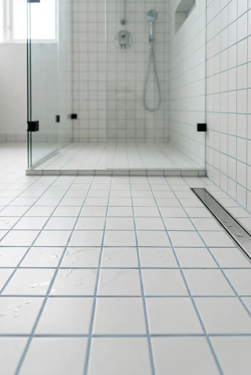 Baldosa 10×10 antideslizante de suelo para baño en blanco — inspiración de Petit Ceramic