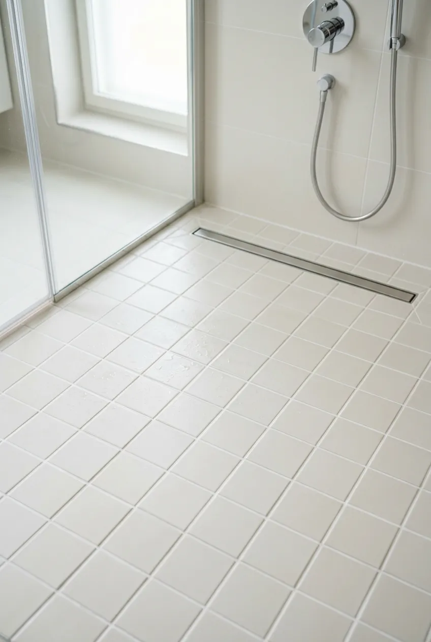 Baldosa 10×10 antideslizante de suelo para baño en blanco — inspiración de Petit Ceramic