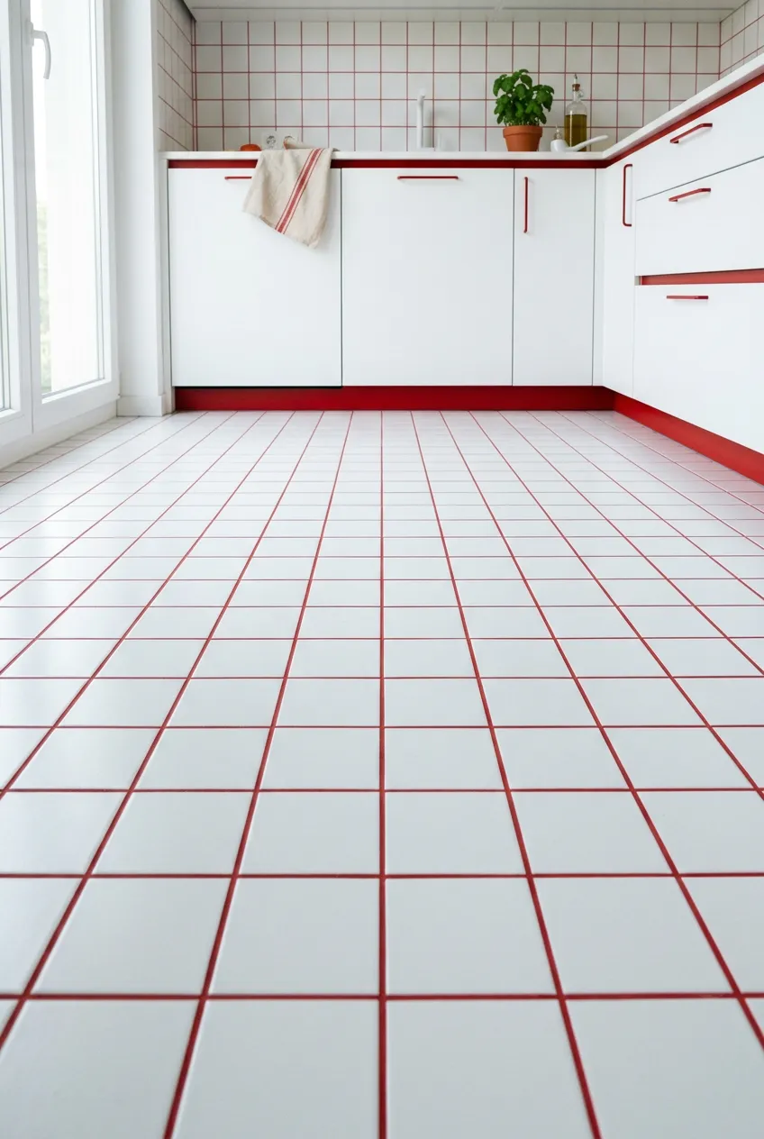 Baldosa 10×10 liso de suelo para cocina en blanco — inspiración de Petit Ceramic