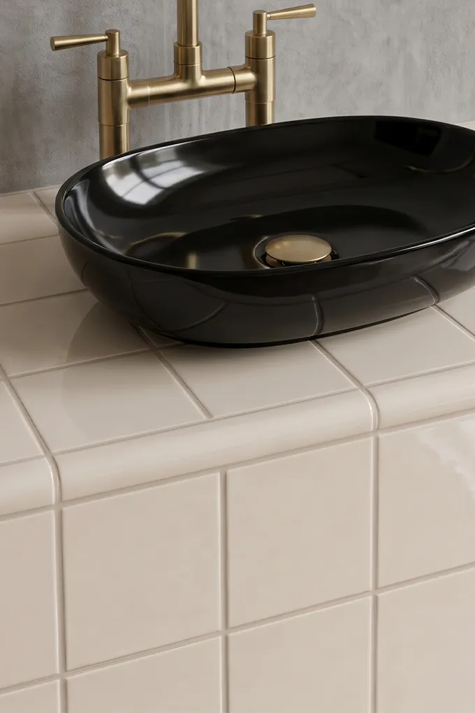 Piezas especiales cerámicas para baño en crema — inspiración de Petit Ceramic