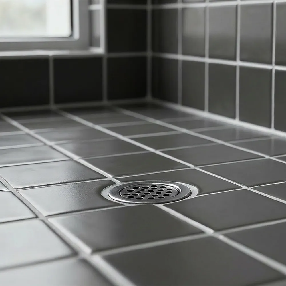 Ambiente alicatado con Azulejo 10x10 Antideslizante C3 Color Gris Grafito