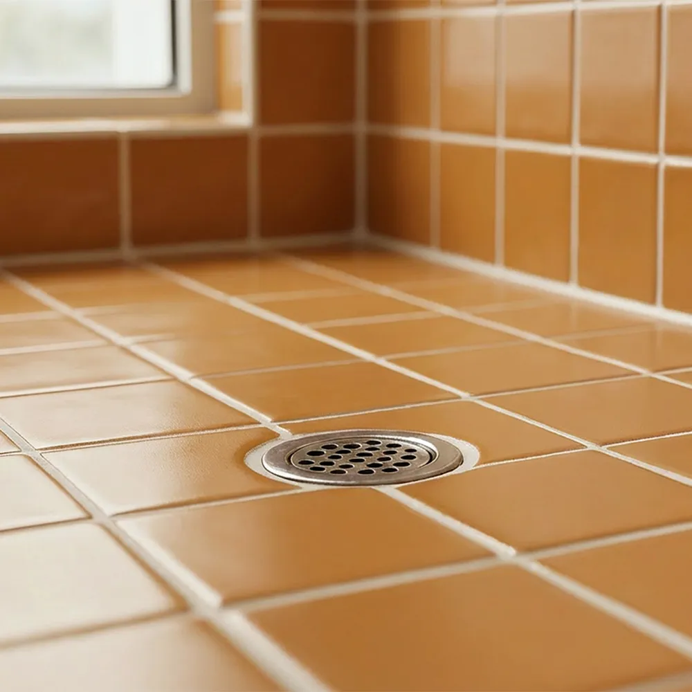 Ambiente alicatado con Azulejo 10x10 Antideslizante C3 Color Naranja Mango