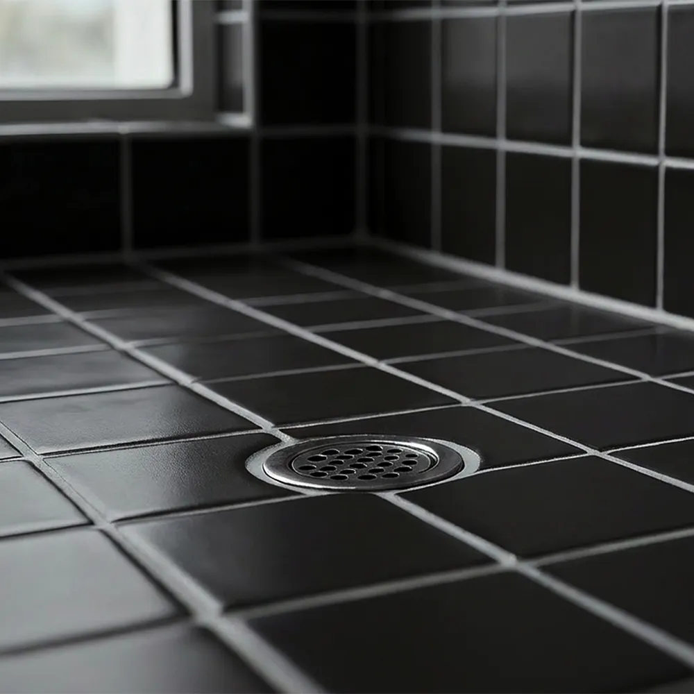 Ambiente alicatado con Azulejo 10x10 Antideslizante C3 Color Negro