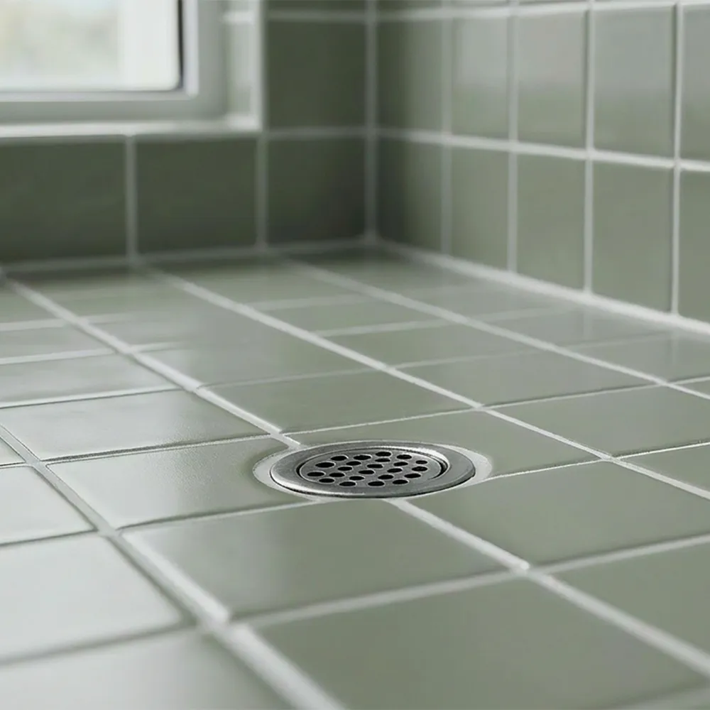 Ambiente alicatado con Azulejo 10x10 Antideslizante C3 Color Verde Caqui