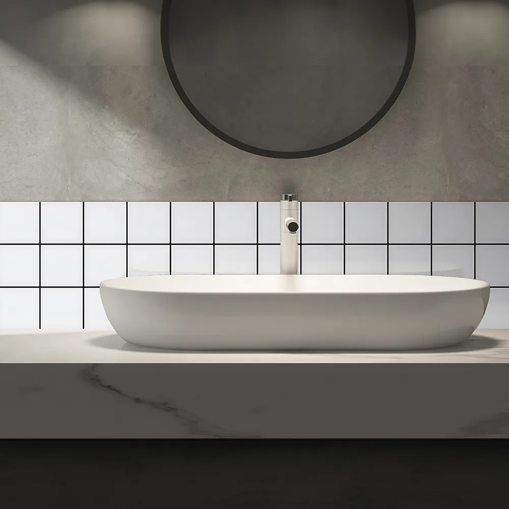 Ambiente alicatado con Azulejo 10x10 Liso Brillo Color Blanco