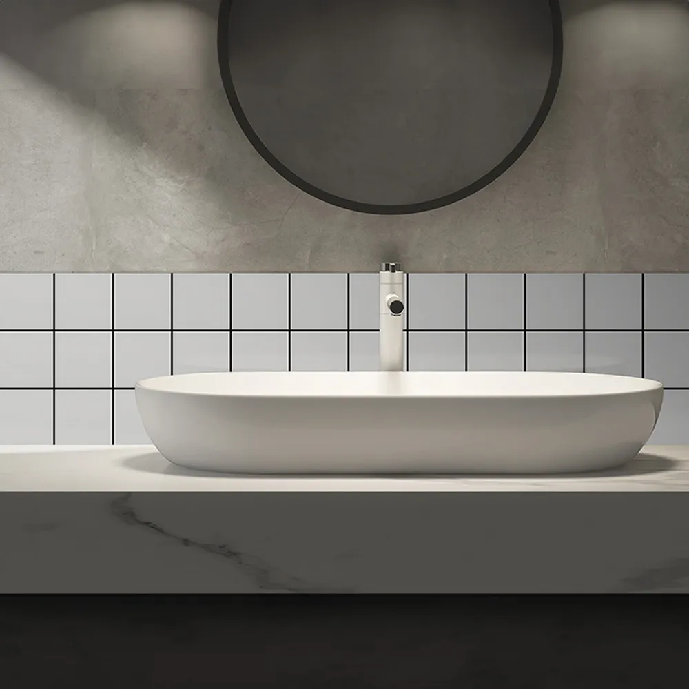 Ambiente alicatado con Azulejo 10x10 Liso Mate Color Gris Ceniza