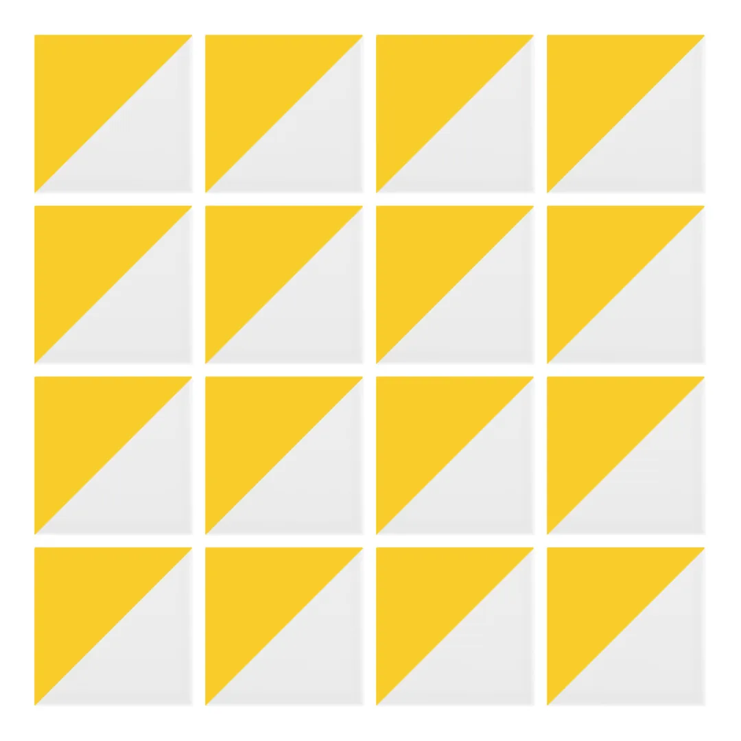 Patrón 1 de colocación de Azulejo Trigone Blanco 10x10 Amarillo Brillo