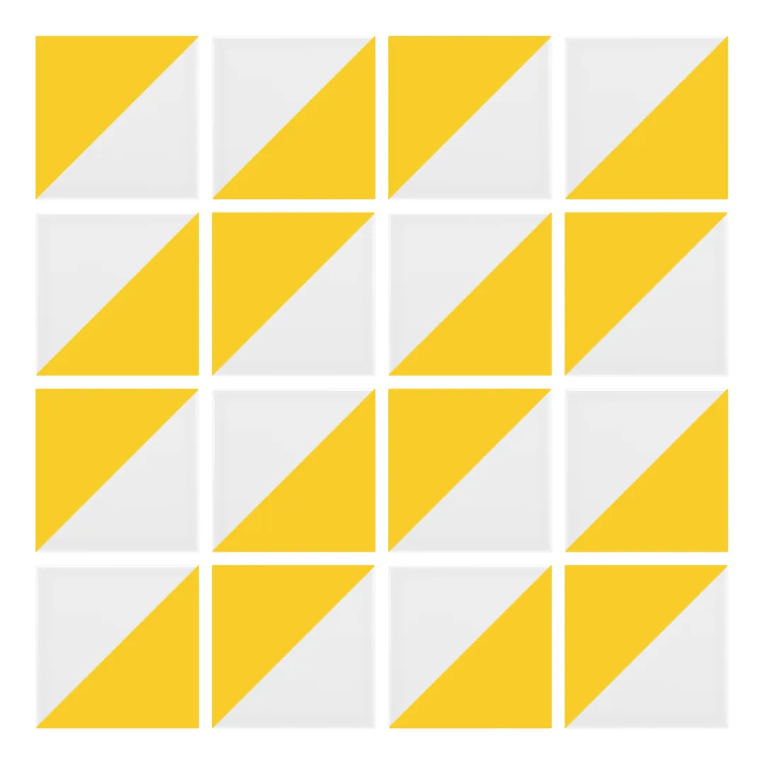 Patrón 2 de colocación de Azulejo Trigone Blanco 10x10 Amarillo Brillo