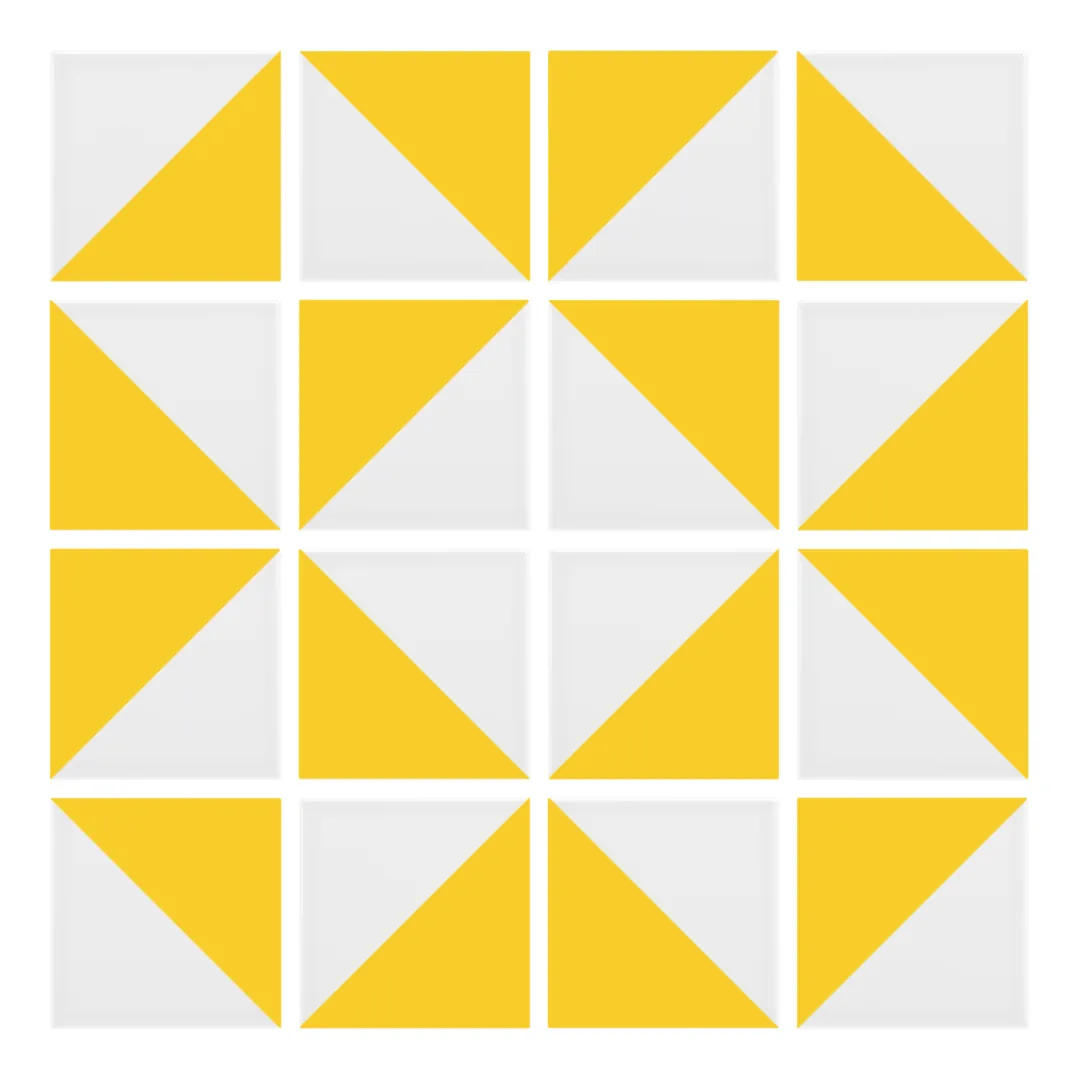 Patrón 3 de colocación de Azulejo Trigone Blanco 10x10 Amarillo Brillo