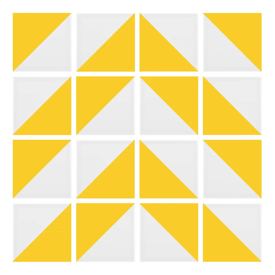 Patrón 4 de colocación de Azulejo Trigone Blanco 10x10 Amarillo Brillo