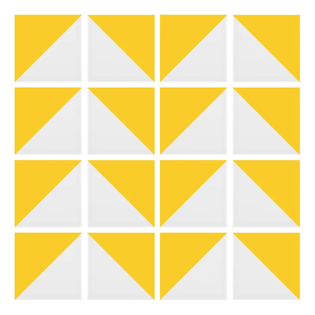 Patrón 6 de colocación de Azulejo Trigone Blanco 10x10 Amarillo Brillo