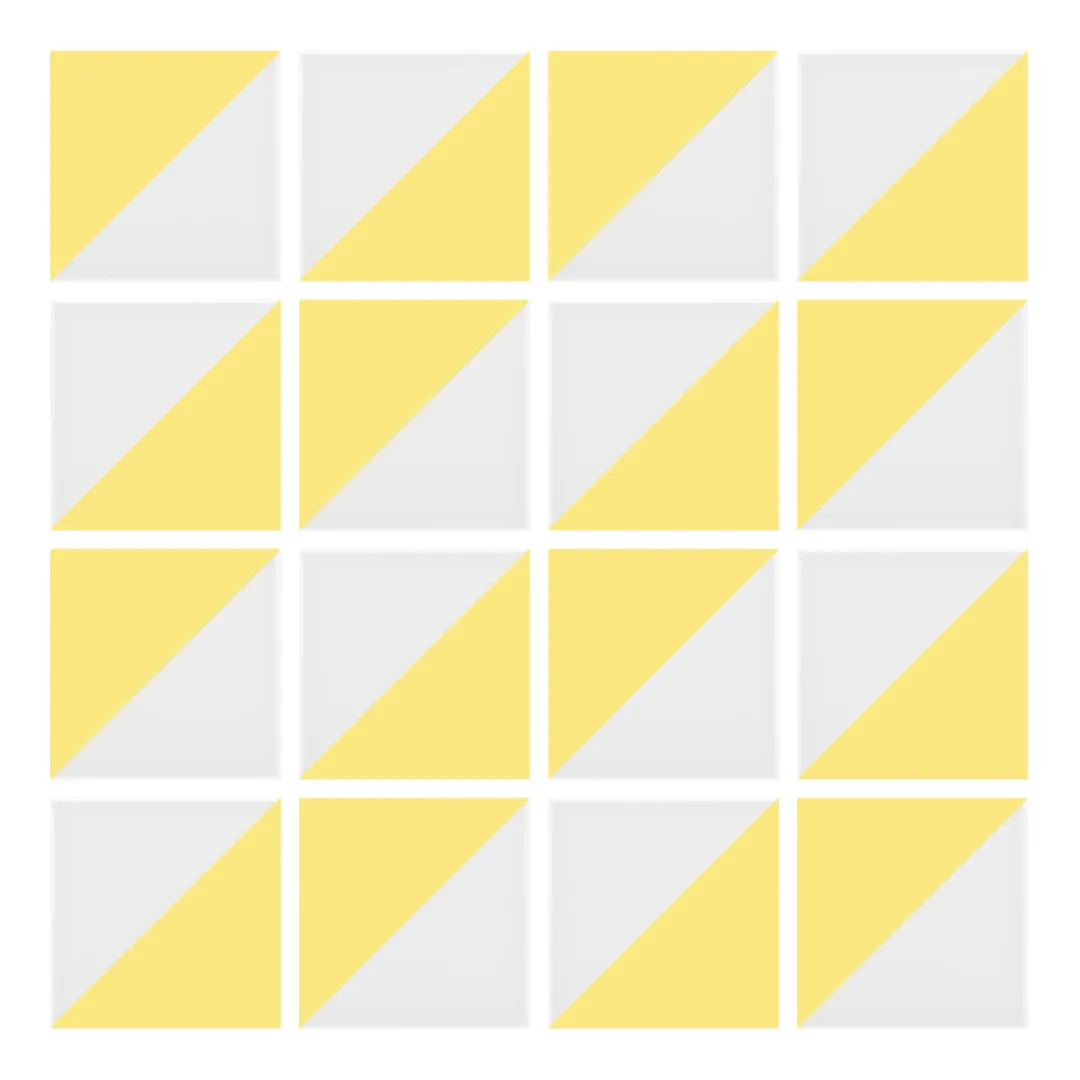 Patrón 2 de colocación de Azulejo Trigone Blanco 10x10 Amarillo Claro Brillo