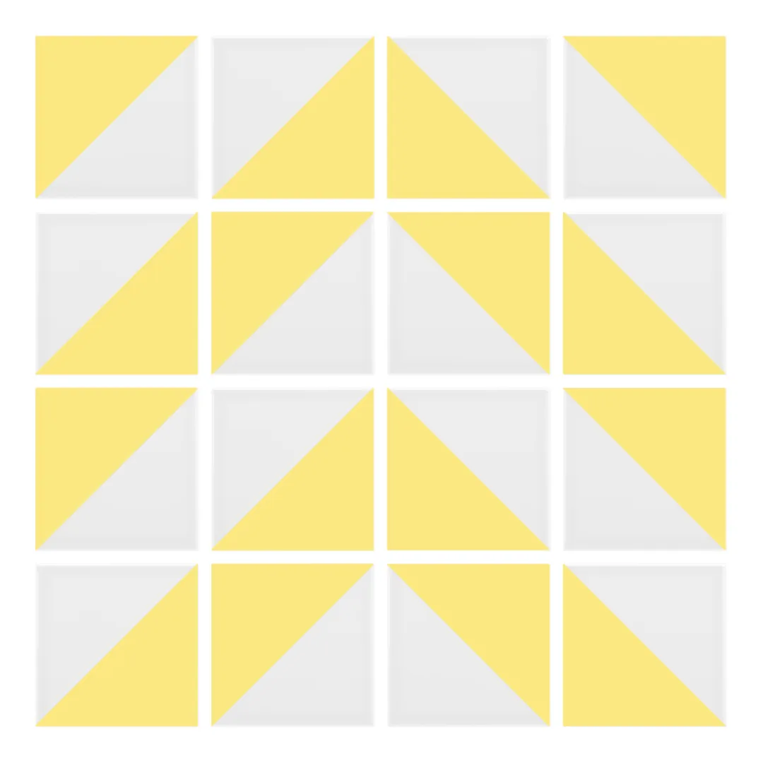 Patrón 4 de colocación de Azulejo Trigone Blanco 10x10 Amarillo Claro Brillo