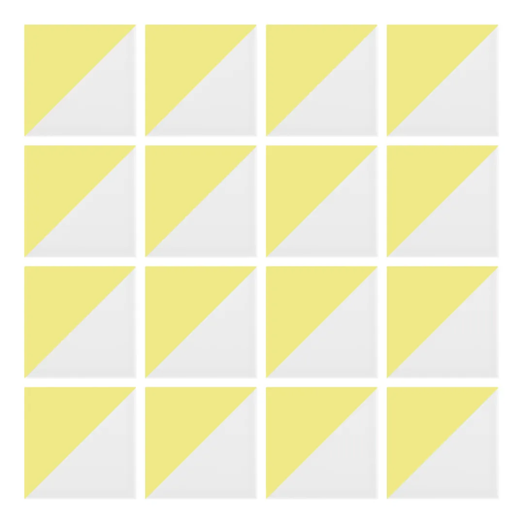 Patrón 1 de colocación de Azulejo Trigone Blanco 10x10 Amarillo Limón Mate