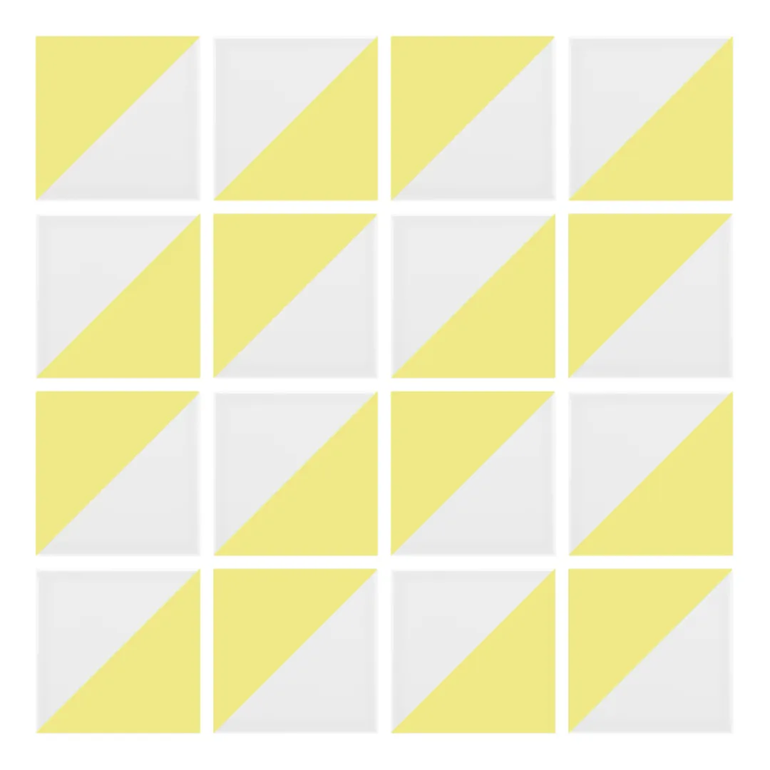 Patrón 2 de colocación de Azulejo Trigone Blanco 10x10 Amarillo Limón Mate