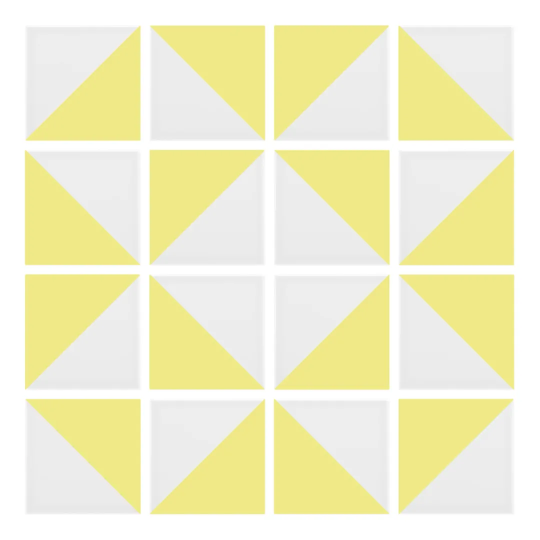 Patrón 3 de colocación de Azulejo Trigone Blanco 10x10 Amarillo Limón Mate