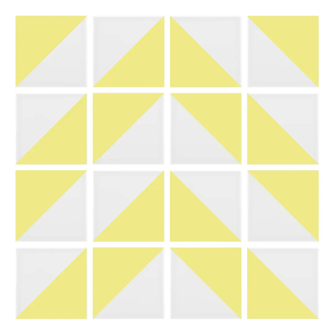 Patrón 4 de colocación de Azulejo Trigone Blanco 10x10 Amarillo Limón Mate
