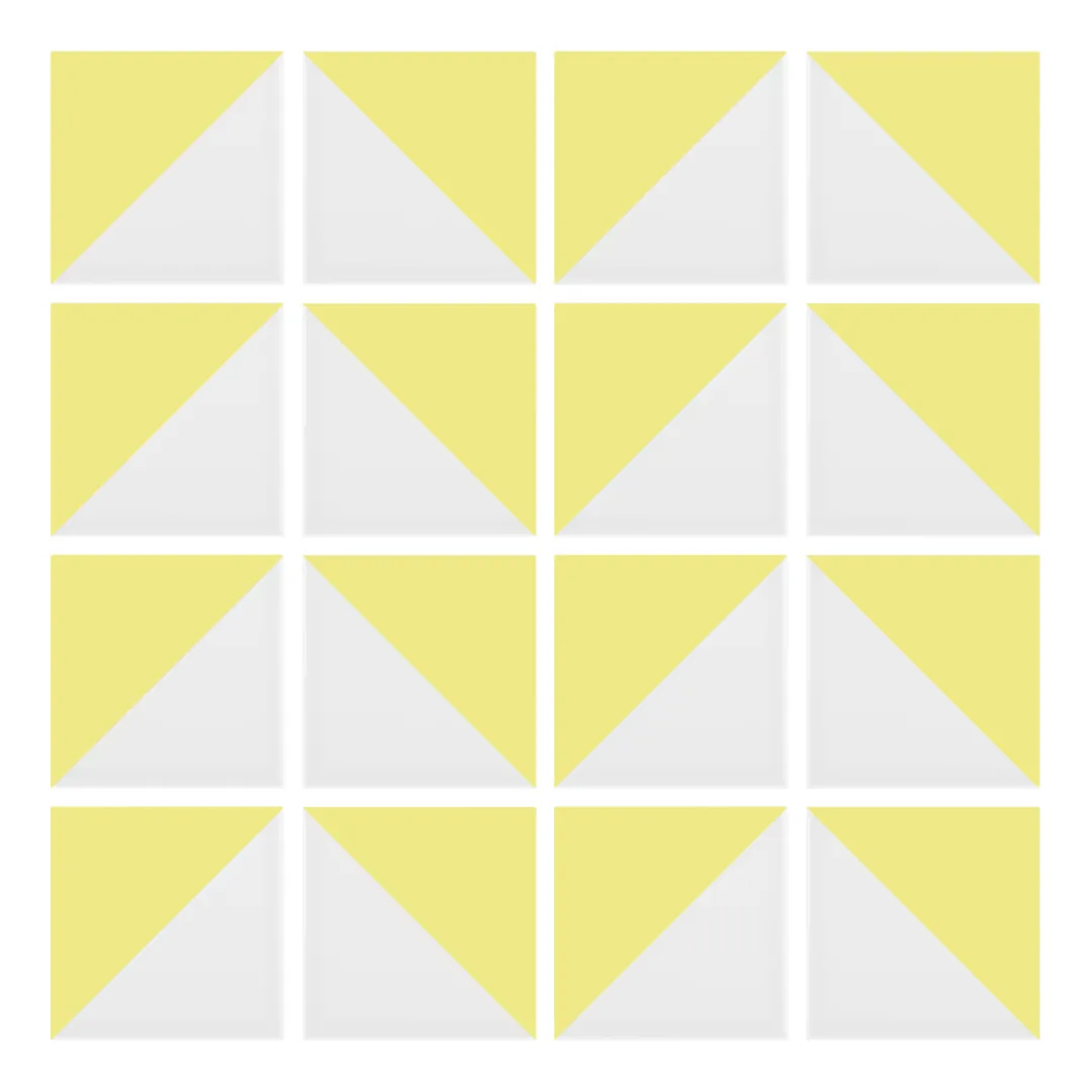 Patrón 6 de colocación de Azulejo Trigone Blanco 10x10 Amarillo Limón Mate