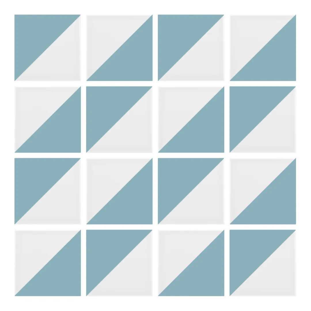 Patrón 2 de colocación de Azulejo Trigone Blanco 10x10 Azul Bebé Brillo