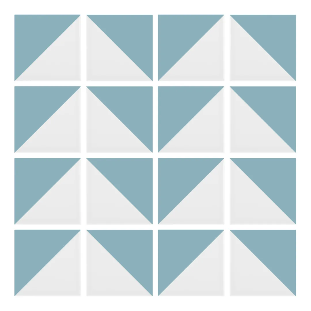 Patrón 6 de colocación de Azulejo Trigone Blanco 10x10 Azul Bebé Brillo