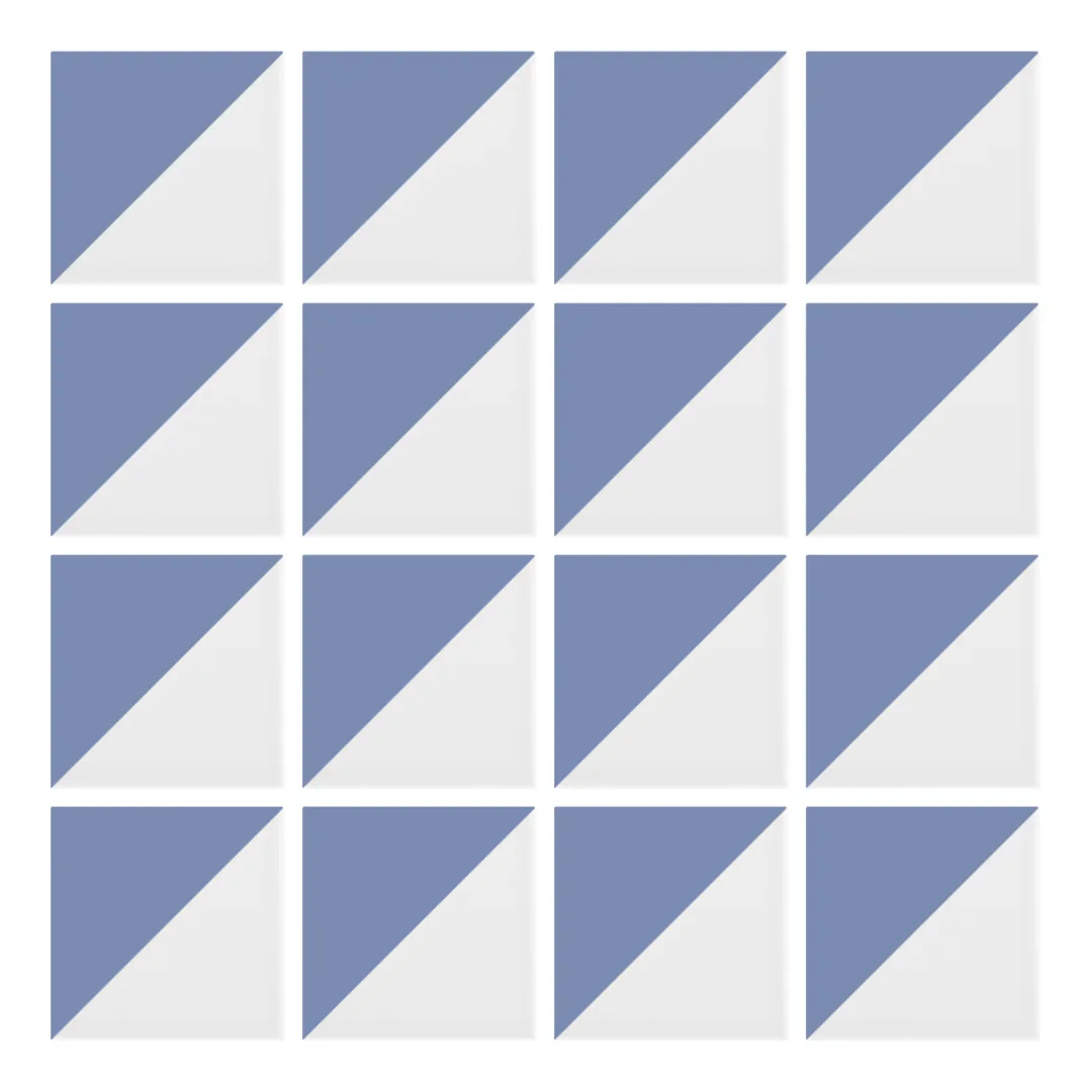 Patrón 1 de colocación de Azulejo Trigone Blanco 10x10 Azul Cielo Mate