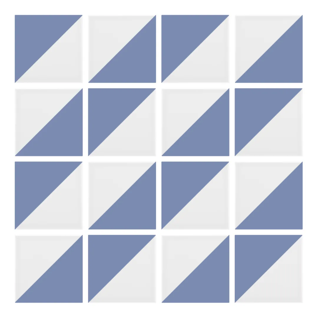 Patrón 2 de colocación de Azulejo Trigone Blanco 10x10 Azul Cielo Mate