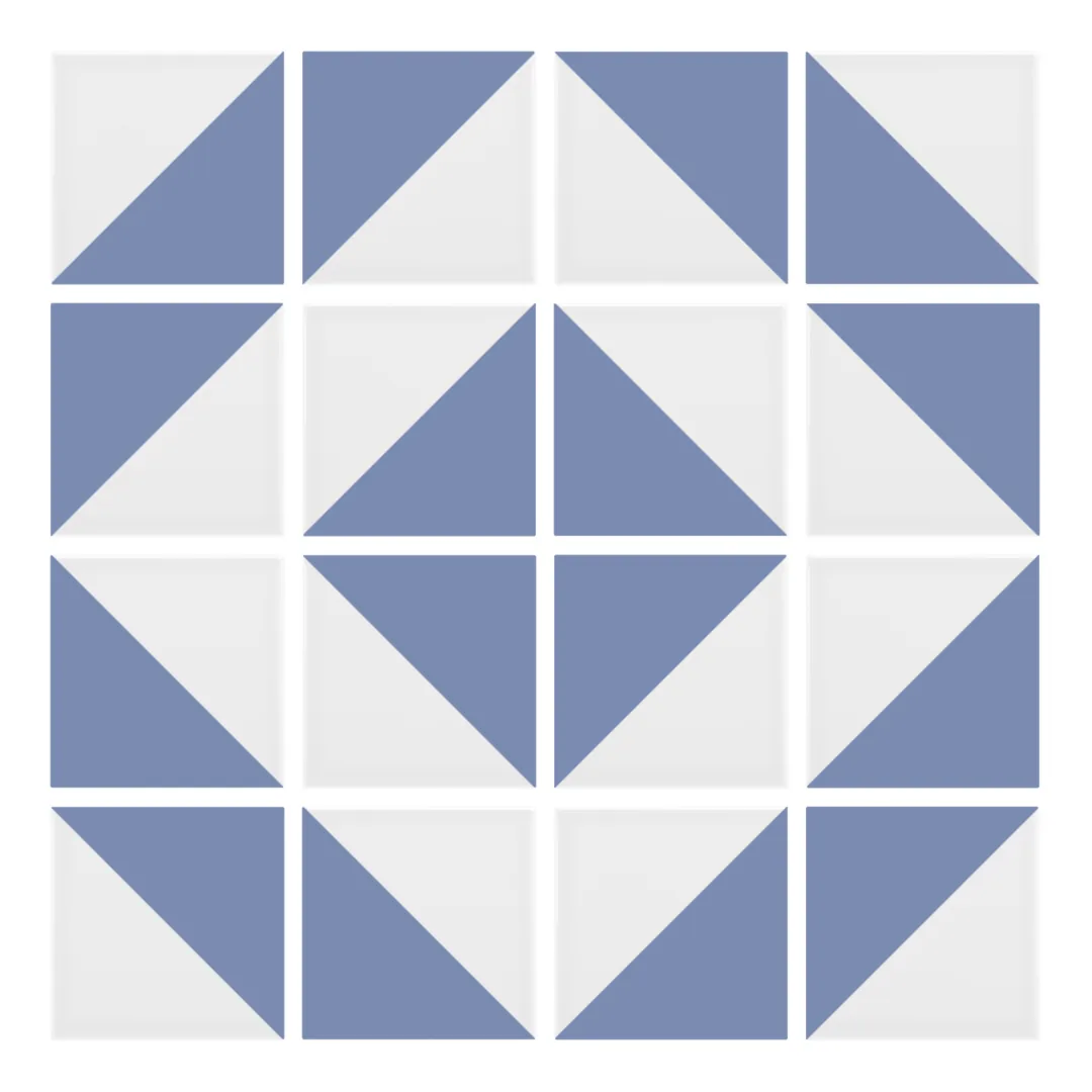 Patrón 5 de colocación de Azulejo Trigone Blanco 10x10 Azul Cielo Mate