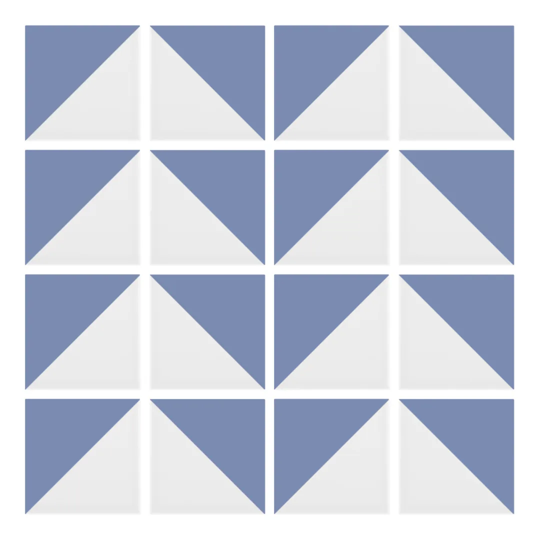 Patrón 6 de colocación de Azulejo Trigone Blanco 10x10 Azul Cielo Mate