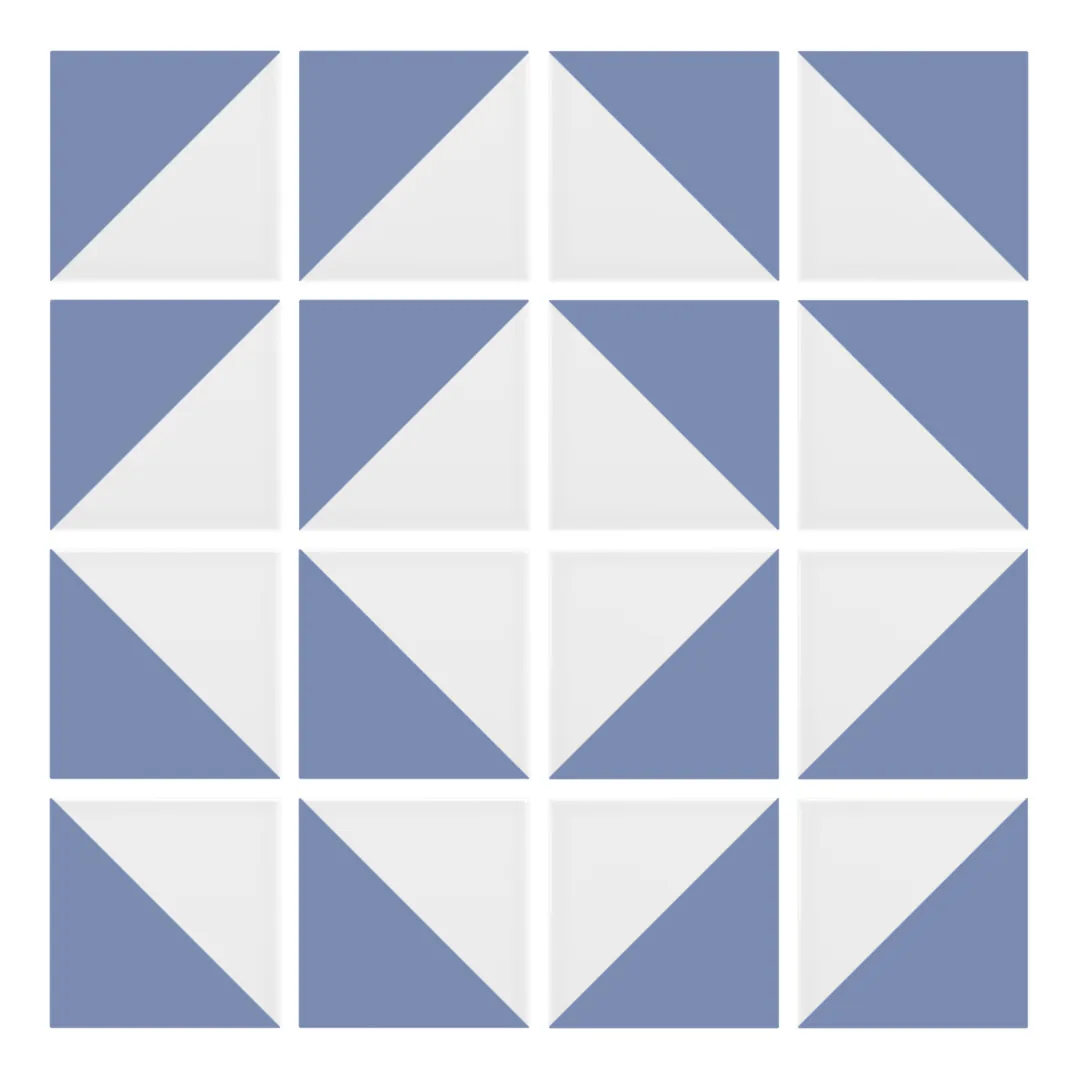 Patrón 7 de colocación de Azulejo Trigone Blanco 10x10 Azul Cielo Mate