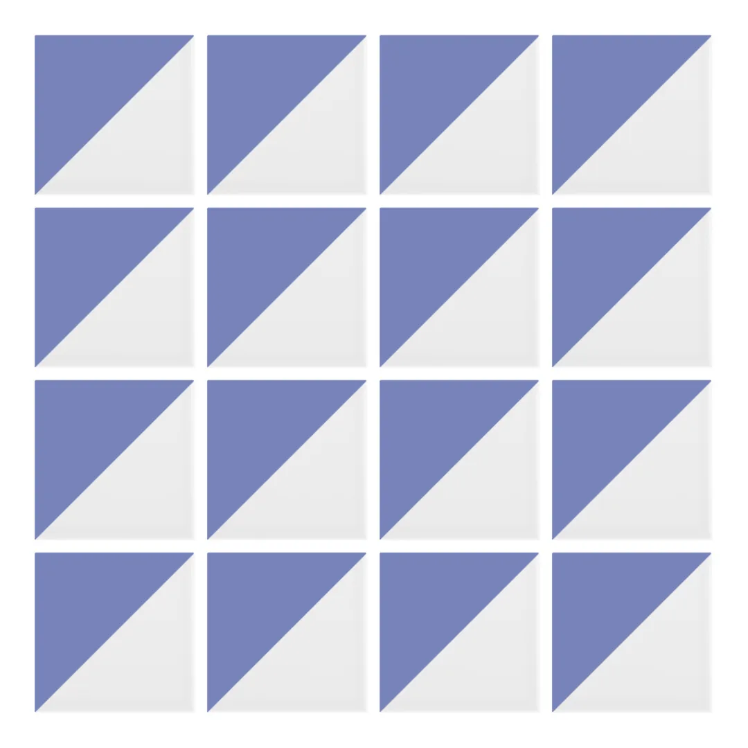 Patrón 1 de colocación de Azulejo Trigone Blanco 10x10 Azul Claro Brillo