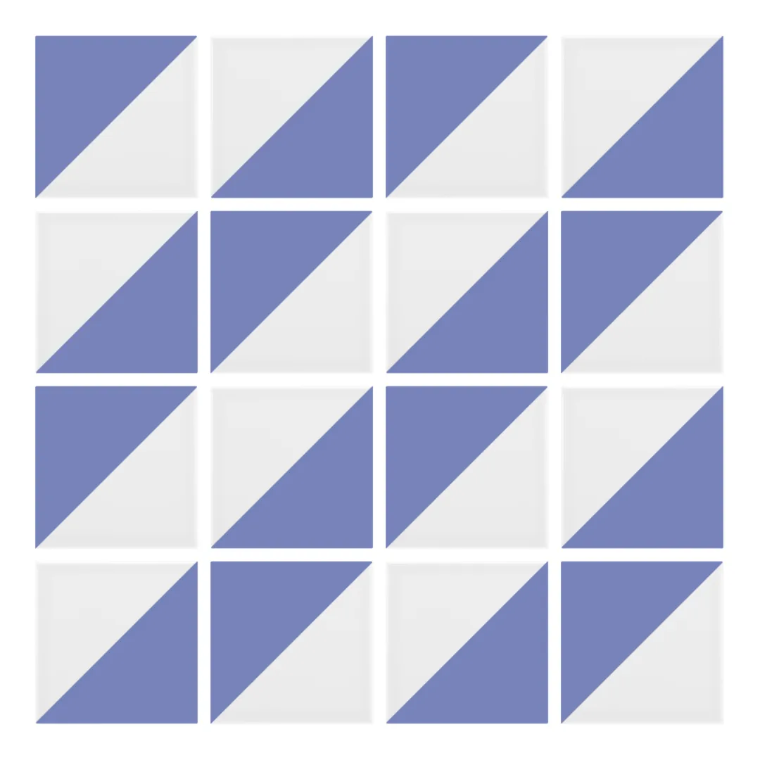 Patrón 2 de colocación de Azulejo Trigone Blanco 10x10 Azul Claro Brillo