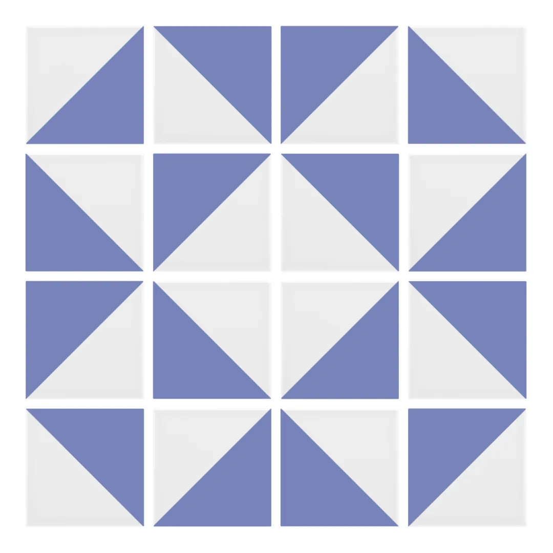 Patrón 3 de colocación de Azulejo Trigone Blanco 10x10 Azul Claro Brillo