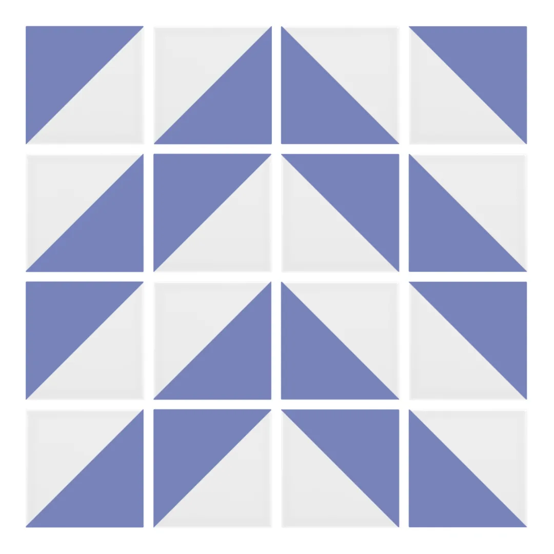 Patrón 4 de colocación de Azulejo Trigone Blanco 10x10 Azul Claro Brillo