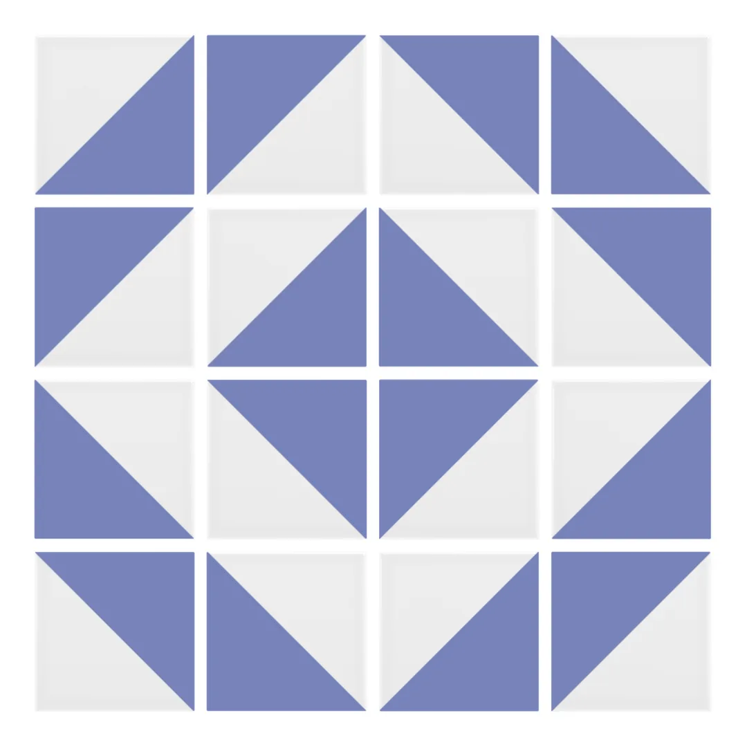 Patrón 5 de colocación de Azulejo Trigone Blanco 10x10 Azul Claro Brillo