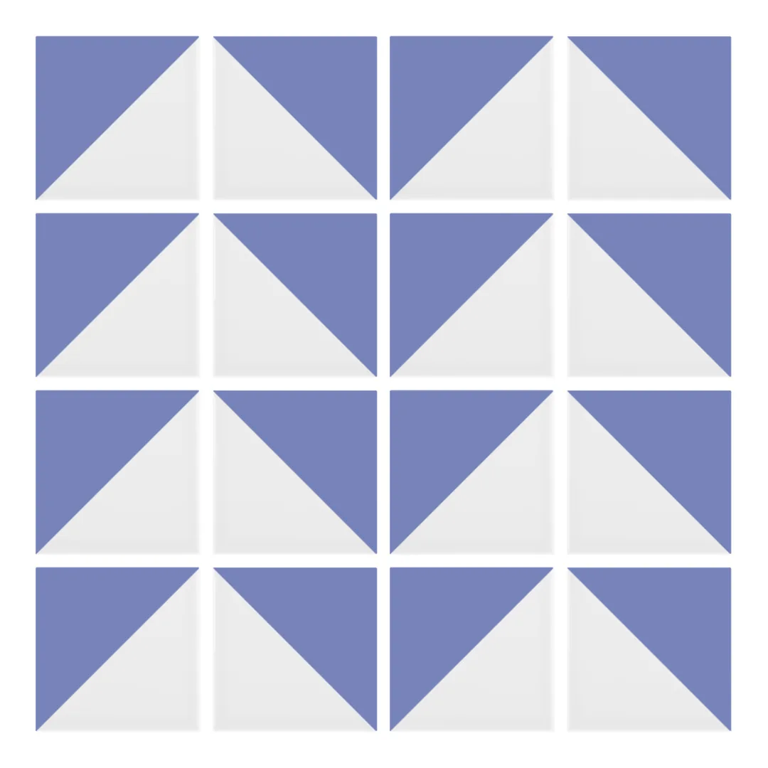 Patrón 6 de colocación de Azulejo Trigone Blanco 10x10 Azul Claro Brillo