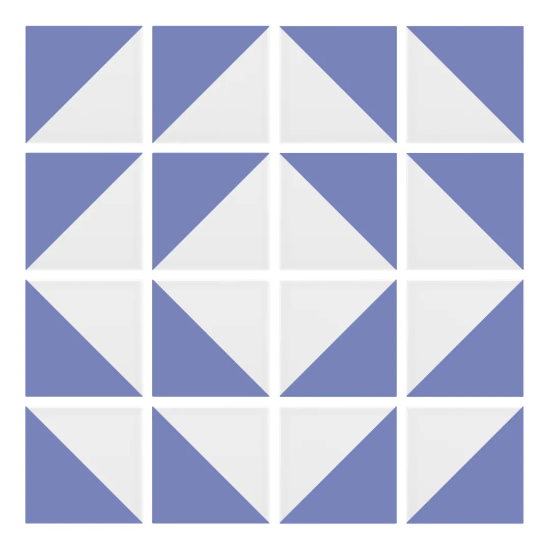 Patrón 7 de colocación de Azulejo Trigone Blanco 10x10 Azul Claro Brillo