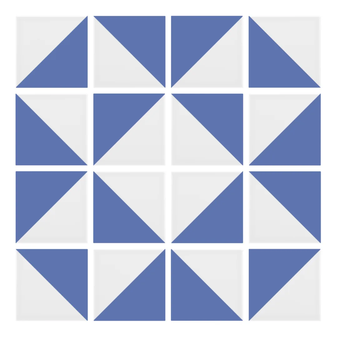 Patrón 3 de colocación de Azulejo Trigone Blanco 10x10 Azul Marino Mate