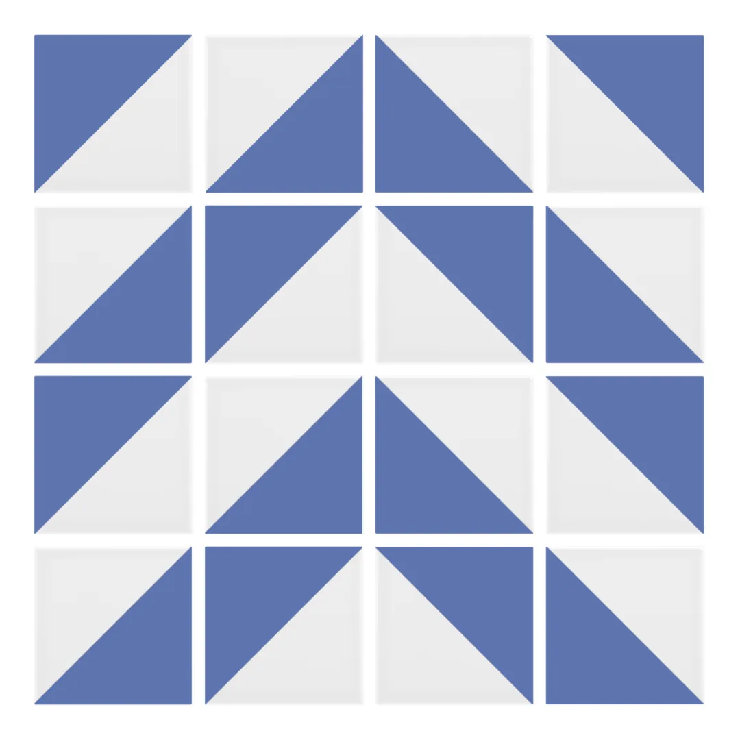 Patrón 4 de colocación de Azulejo Trigone Blanco 10x10 Azul Marino Mate