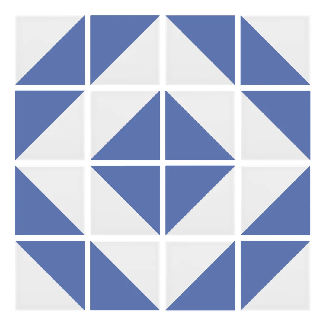 Patrón 5 de colocación de Azulejo Trigone Blanco 10x10 Azul Marino Mate