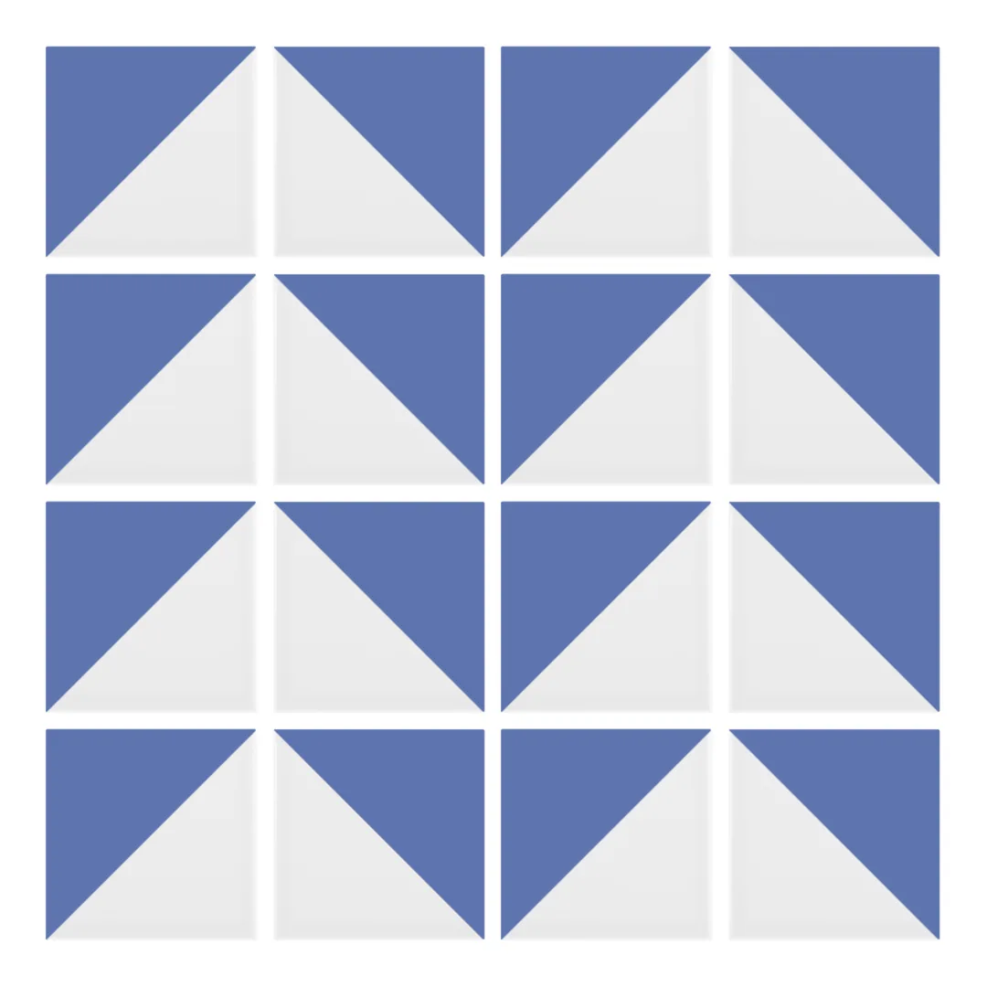 Patrón 6 de colocación de Azulejo Trigone Blanco 10x10 Azul Marino Mate