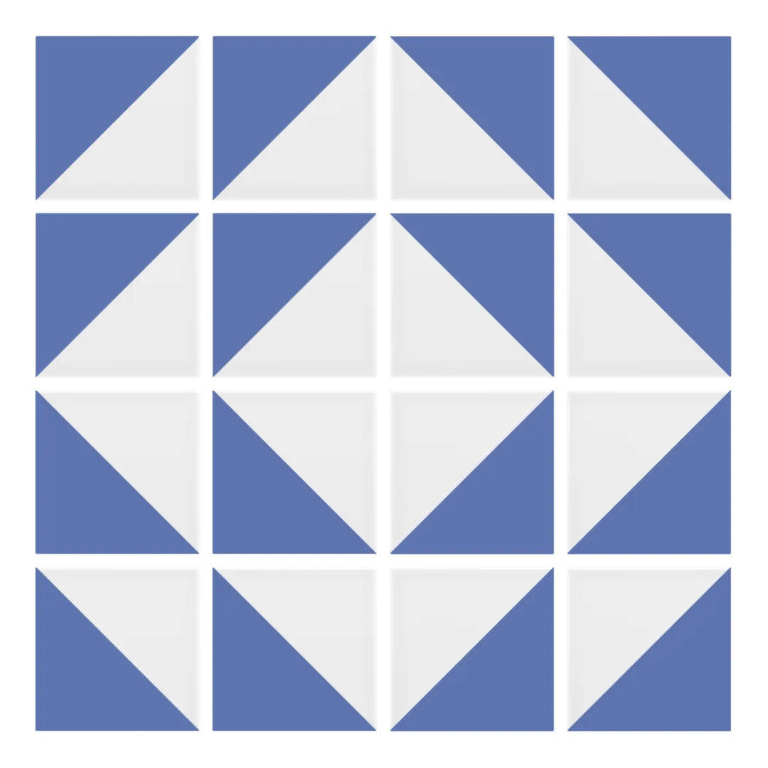 Patrón 7 de colocación de Azulejo Trigone Blanco 10x10 Azul Marino Mate